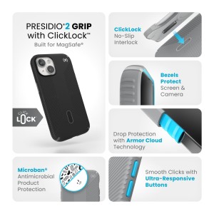 Speck iPhone 15 Presidio2 Grip with ClickLock