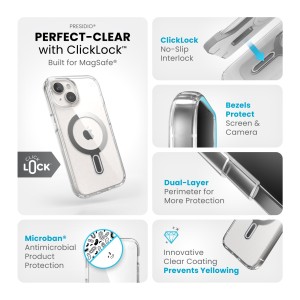 Speck iPhone 15 | Presidio Clear with ClickLock | Clear