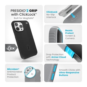 Speck iPhone 15 Pro Max Presidio2 Grip with ClickLock