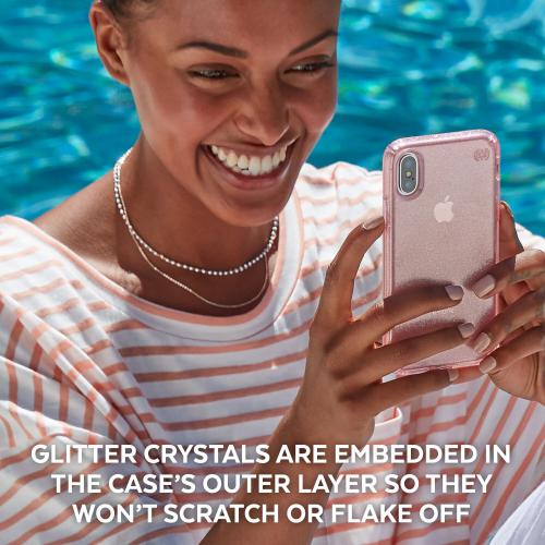Speck iPhone XS/X Presidio Clear Glitter 闪粉防撞保护壳-粉红色