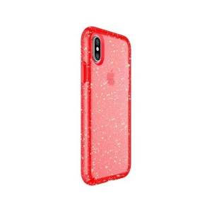 Speck iPhone XS/X Presidio Clear Glitter 閃粉防撞保護殼 - 煙火紅色