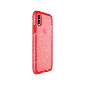 Speck iPhone XS/X Presidio Clear Glitter 闪粉防撞保护壳-烟火红色