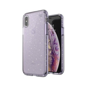 Speck iPhone XS/X Presidio Clear Glitter 閃粉防撞保護殼 - 紫色