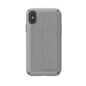 Speck iPhone XS/X Presidio Folio 針織紋翻蓋防撞保護套 - 海豚灰色