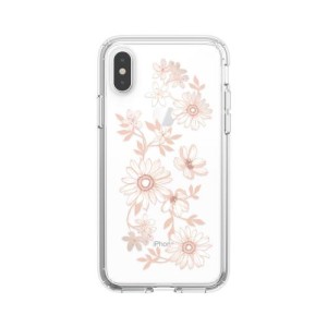 Speck iPhone XS/X Presidio Clear Print 透明內嵌式印花防撞保護殼 - 粉紅花