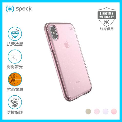 Speck iPhone XS/X Presidio Clear Glitter Bella Pink With Gold Glitter